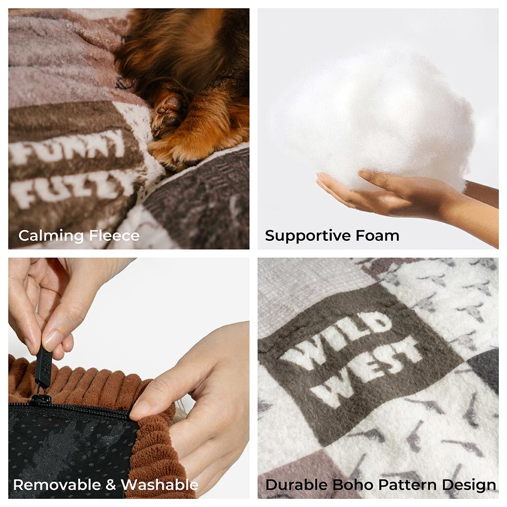 Washable Anti-Scratch Boho Tassel Calming Round Dog Bed - Hunter Night - Image 3