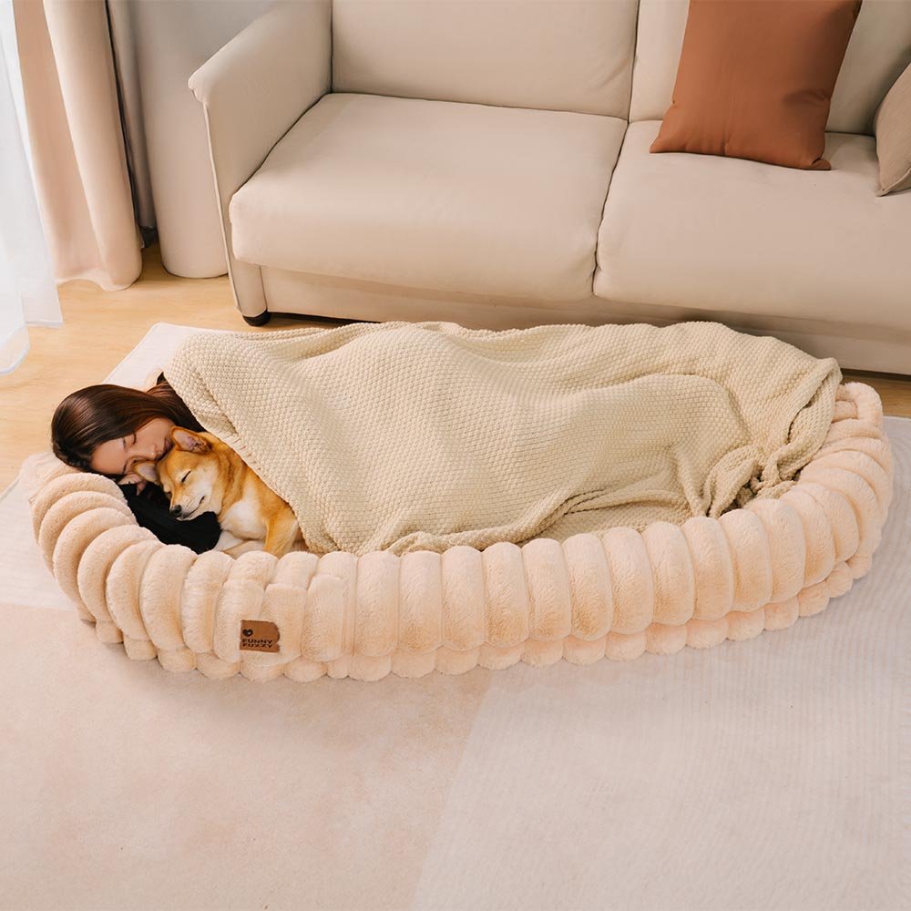 Creamy Plush Super Large Donut Human Dog Bed - Cuddle Cradle - Image 7