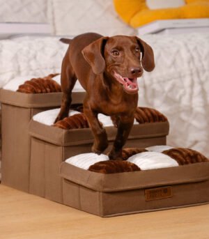 Chessboard Plaid Handcrafted Dog Stairs with Storage - Multifunctional and Foldable