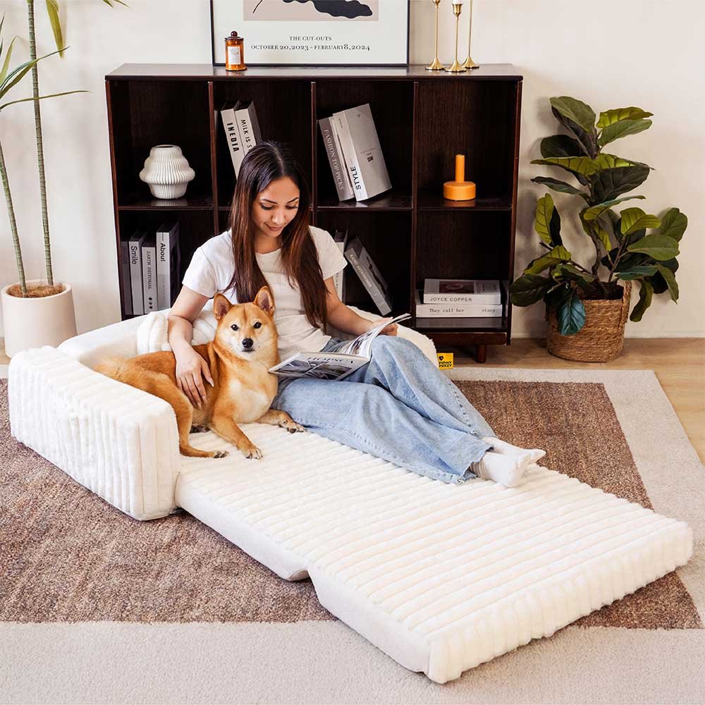 Creamy Fluffy Orthopedic Human-Dog Bolster Bed - Expandable Comfort - Image 3