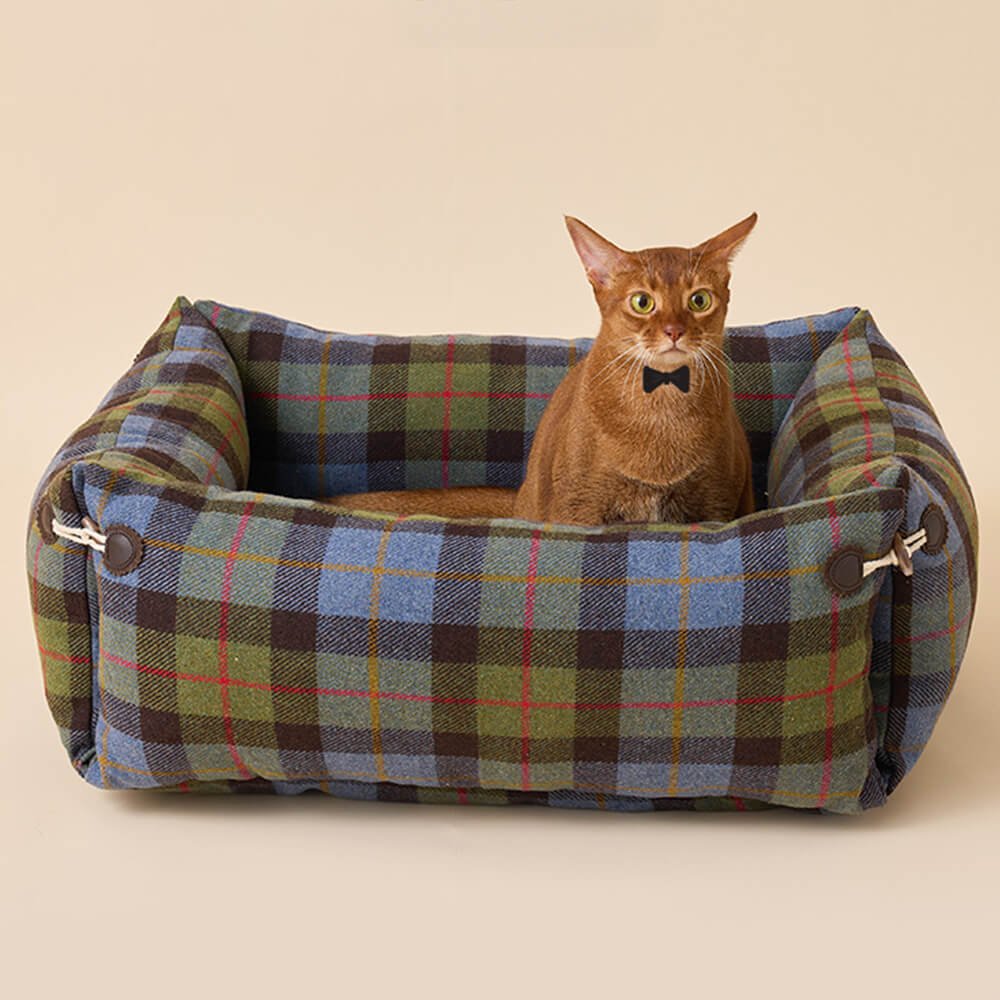 Plaid Expandable Soft Reversible With Horn Button Dog & Cat Bed - Image 9