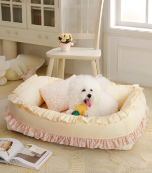 Floral Orthopedic Dog Bed Calming Pet Bed with Pillow
