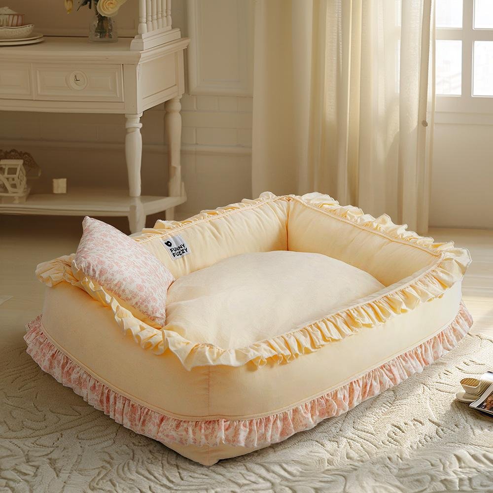 Floral Orthopedic Dog Bed Calming Pet Bed with Pillow - Image 3