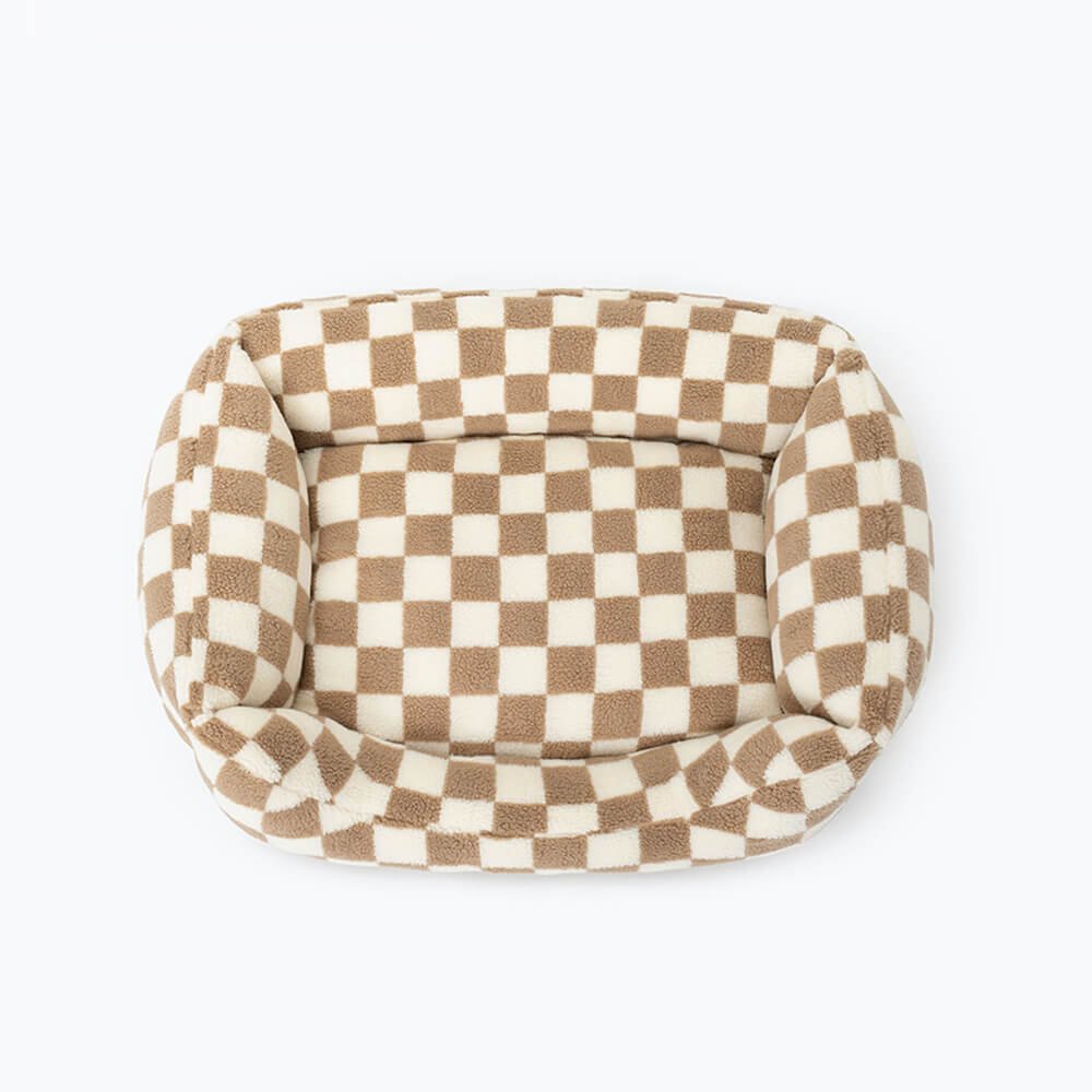Stylish Checkerboard Warmth Removable Washable Dog Sofa Bed - Image 8