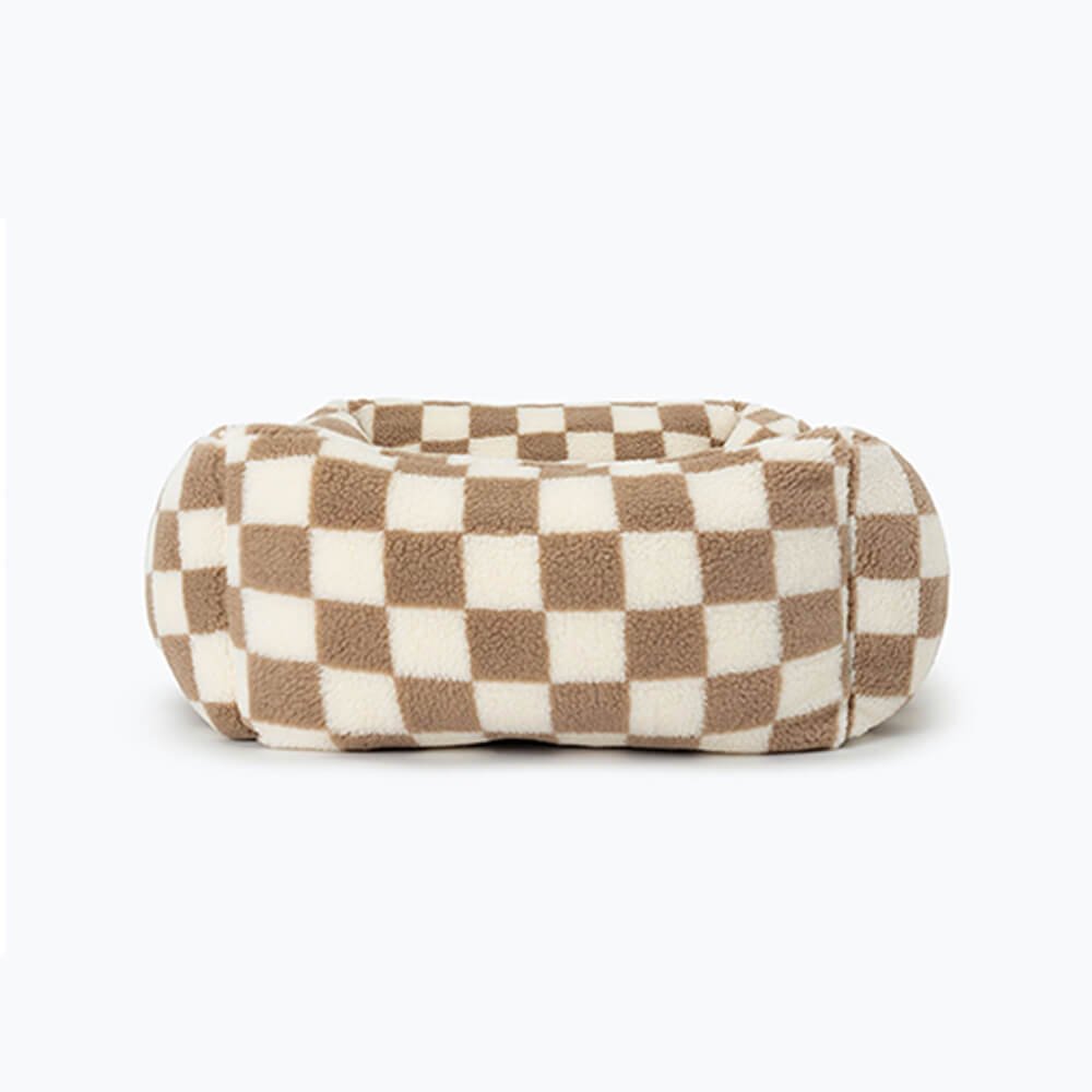 Stylish Checkerboard Warmth Removable Washable Dog Sofa Bed - Image 10