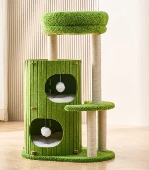 Wholesale Small Apartment Cat Tree Winter Warm Nest and Double-Layer Jumping Platform Integrated Household Felt Bucket for Cats