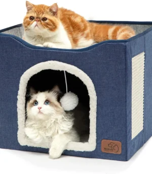 Wholesale Manufacturer Functional Foldable Cat Bed House with Scratch