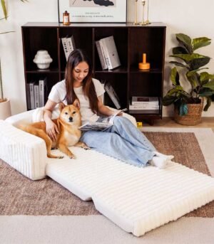 Plush Fluffy Large Orthopedic Human-Dog Bolster Bed