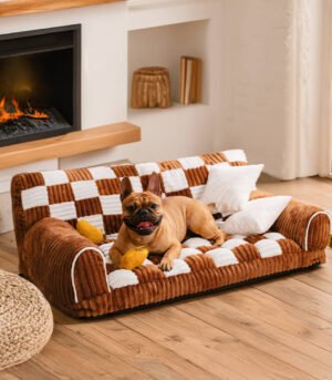 Vintage Chessboard Orthopedic Support Extra Large Dog Sofa Bed - King's Sofa