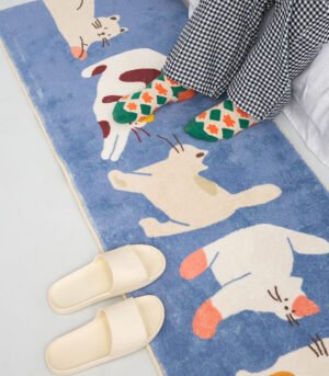 Adorable Cat & Dog Pattern Bedside Rug Pet Mat